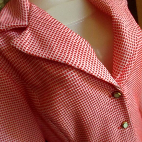 Vintage Women's Blazer Jacket Medium Graff Californiawear Red White Checkered - Picture 5 of 6